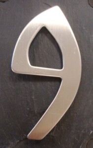 CONTEMPORARY HOUSE NUMBER STAINLESS STEEL 9